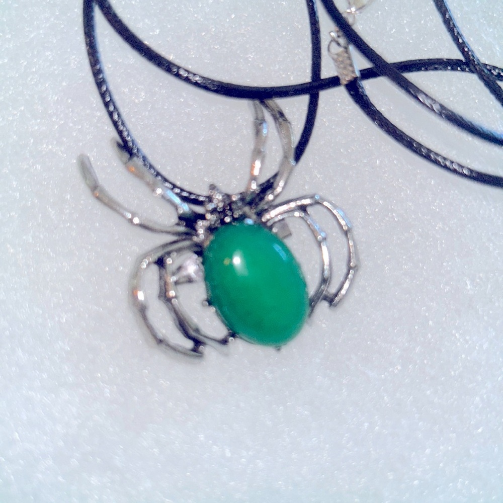 Gothic Jade Black Widow Spider Black 18-20" Necklace